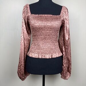 Peach Love California Mauve Smocked Blouse